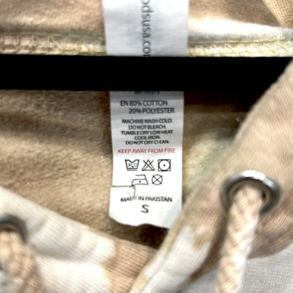 Tan & Off White/Lt Cream Tie Dye VIBES SPEAK LOUDER THAN WORDS Hoodie Sweatshirt - Picture 5 of 14